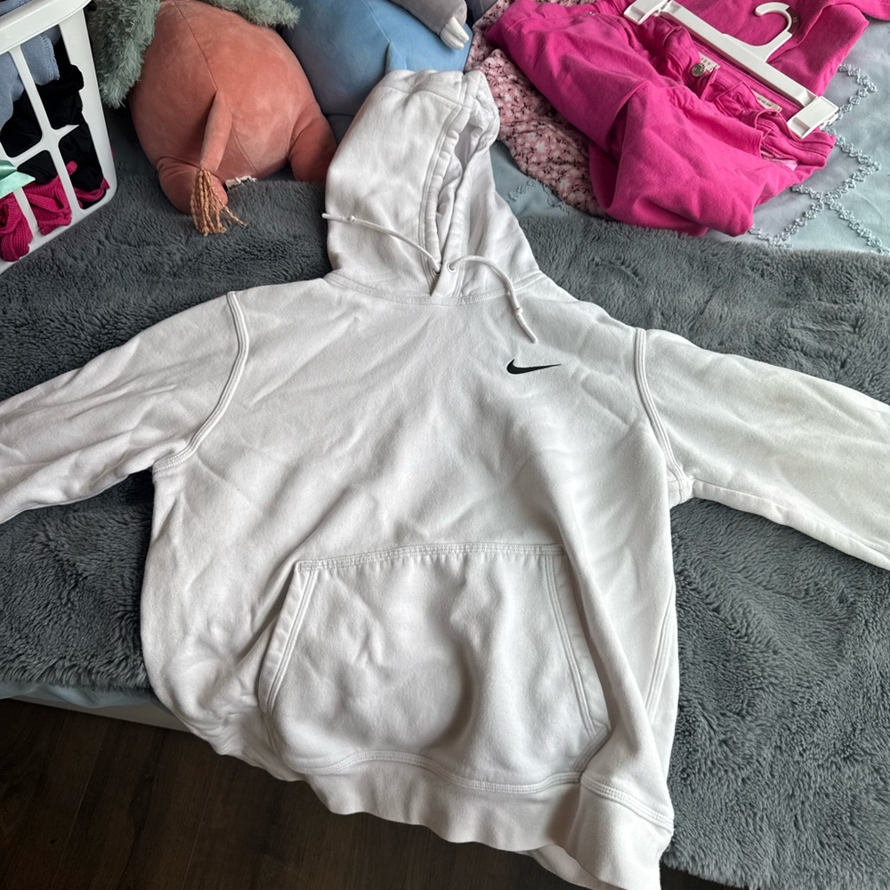 Nike White Hoodie with Black Swoosh